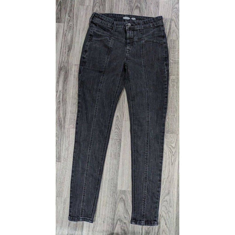 Old Navy Size 4 Rockstar Super Skinny Mid Rise Grey Black Denim Jeans